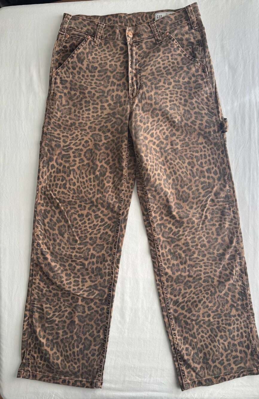 Gap '90s Loose Carpenter Mid Rise Size 28 6R Leopard Jeans